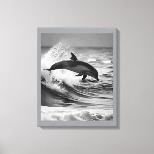 Natuurlijke dolfijn spelen in de golven canvas afdruk (Voorkant)