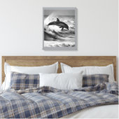 Natuurlijke dolfijn spelen in de golven canvas afdruk (Insitu (Slaapkamer))