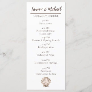Natuurlijke Elegant Beach Seashell Flat Program Programmakaart