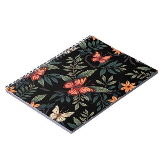 Natuurlijke Elegant Vlinderpatroon Spiral Notitieb Notitieboek (Linkerzijde)