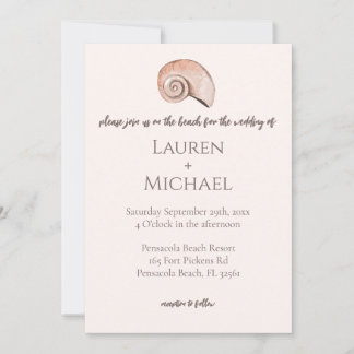 Natuurlijke Elegante Beach Seashell bruiloft uitno Kaart