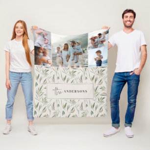 Natuurlijke elegante botanische multi foto home de fleece deken