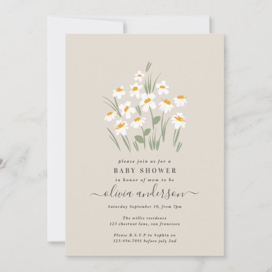 Natuurlijke, elegante, elegante baby shower kaart (Voorkant)