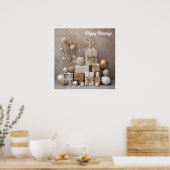 Natuurlijke Elegantie: Neutrale Kerstmis muur Art  Poster (Keuken)