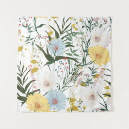 Natuurlijke en botanische inrichting Groen l Wit Wandkleed