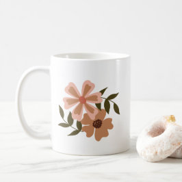 Natuurlijke Floral Peach Brown Motif Green Vines Koffiemok