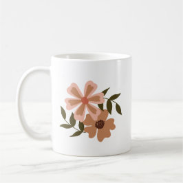 Natuurlijke Floral Peach Brown Motif Green Vines Koffiemok