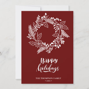 Natuurlijke Floral Wreath Poinsettia Pine Bough Feestdagenkaart