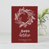 Natuurlijke Floral Wreath | Poinsettia Pine Bough Feestdagenkaart (Staand voorkant)