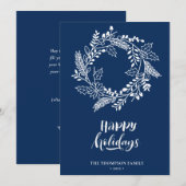 Natuurlijke Floral Wreath | Poinsettia Pine Bough  Feestdagenkaart (Voorkant / Achterkant)