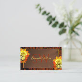 Natuurlijke gele Rozen van hout Initialen Visitekaartje (Staand voorkant)