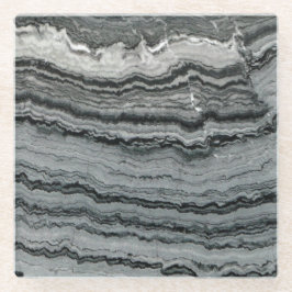 Natuurlijke gemstone Black white agate marmer text Glazen Onderzetter