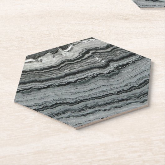 Natuurlijke gemstone Black white agate marmer text Kartonnen Onderzetters (Schuin)