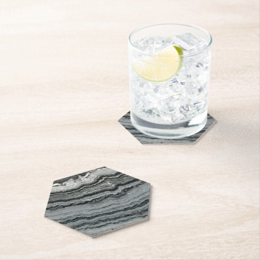 Natuurlijke gemstone Black white agate marmer text Kartonnen Onderzetters (Insitu)