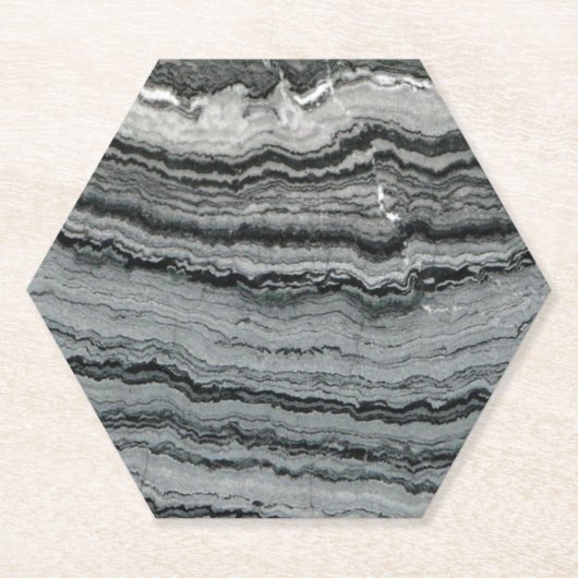 Natuurlijke gemstone Black white agate marmer text Kartonnen Onderzetters (Voorkant)