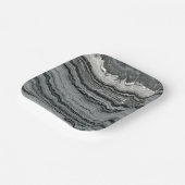 Natuurlijke gemstone Black white agate marmer text Papieren Bordje (Gebogen)