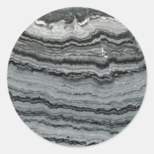 Natuurlijke gemstone zwarte witte kiezelsteen ronde sticker (Voorkant)