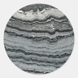 Natuurlijke gemstone zwarte witte kiezelsteen ronde sticker