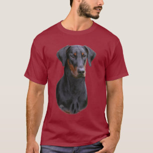 Natuurlijke geoorten zwarte Doberman Pinscher- onb T-shirt