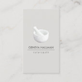 Natuurlijke gezondheid, genezer mortel en stamper visitekaartje (Voorkant)