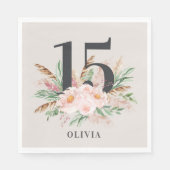 Natuurlijke girly waterverf bloemenelegante verjaa servet (Voorkant)