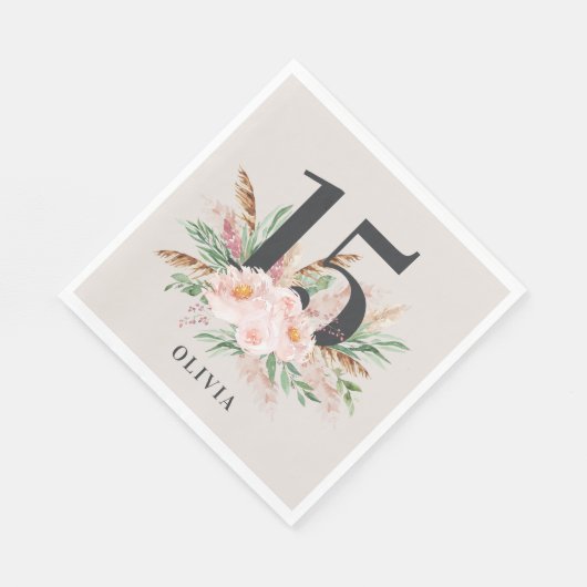 Natuurlijke girly waterverf bloemenelegante verjaa servet (Hoek)