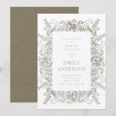 Natuurlijke Grauwe Floral Birthday Uitnodiging (Voorkant / Achterkant)