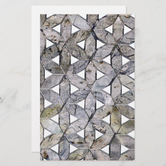 Natuurlijke Grijze Steen Mozaïek patroon bloem van Briefpapier (Voorkant / Achterkant)
