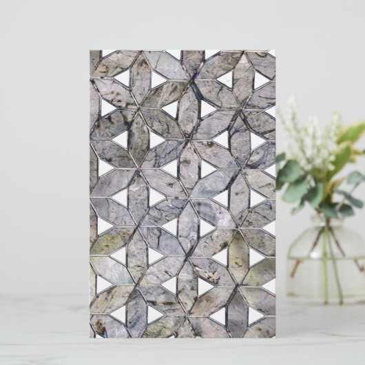 Natuurlijke Grijze Steen Mozaïek patroon bloem van Briefpapier (Staand voorkant)