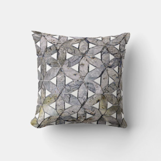 Natuurlijke Grijze Steen Mozaïek patroon bloem van Kussen (Voorkant)