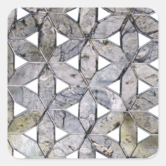 Natuurlijke Grijze Steen Mozaïek patroon bloem van Vierkante Sticker (Voorkant)