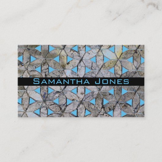 Natuurlijke Grijze Steen Mozaïek patroon bloem van Visitekaartje (Voorkant)