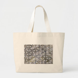 Natuurlijke grijze steenmozaïek, levensbloem grote tote bag