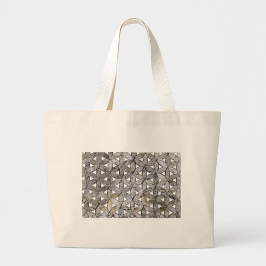 Natuurlijke grijze steenmozaïek, levensbloem grote tote bag (Voorkant)