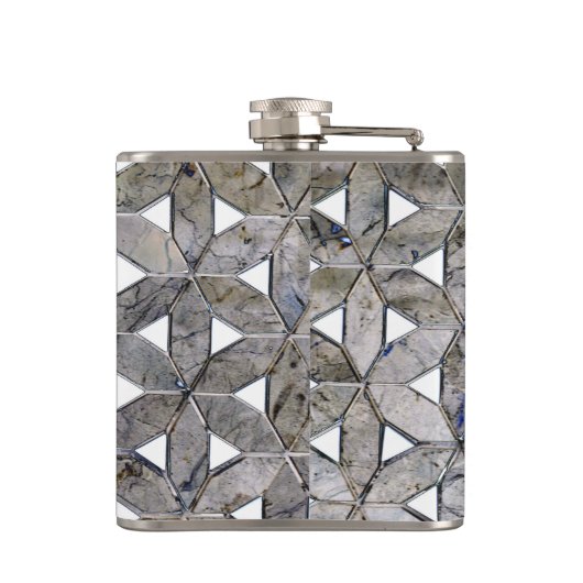 Natuurlijke grijze steenmozaïek, levensbloem heupfles (Achterkant)