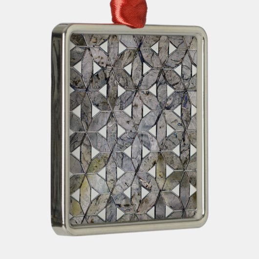 Natuurlijke grijze steenmozaïek, levensbloem metalen ornament (Rechts)