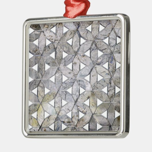 Natuurlijke grijze steenmozaïek, levensbloem metalen ornament (Links)
