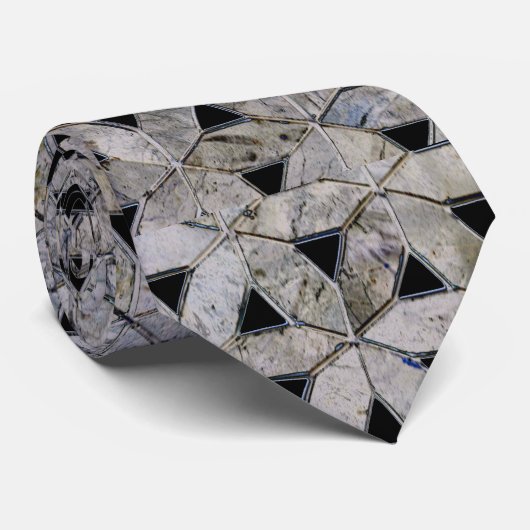 Natuurlijke grijze steenmozaïek, levensbloem stropdas (Opgerold)