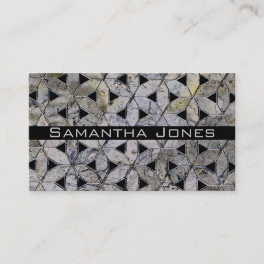 Natuurlijke grijze steenmozaïek, levensbloem visitekaartje (Voorkant)