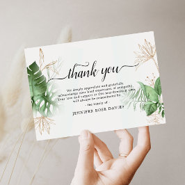 Natuurlijke groen & goud Elegante sympathie Bedankkaart