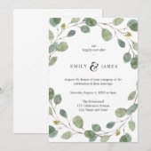 Natuurlijke groen Waterverf Eucalyptus bruiloft Kaart (Voorkant / Achterkant)