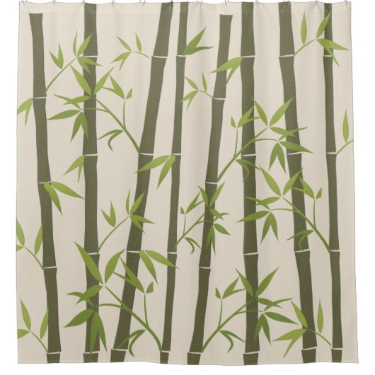 Natuurlijke Groene Bamboe Planten Licht Douchegordijn (Voorkant)