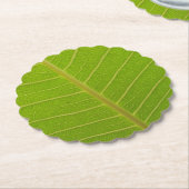 Natuurlijke groene blad en lichtgele lijn ontwerp kartonnen onderzetters (Gekanteld)