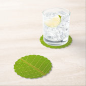 Natuurlijke groene blad en lichtgele lijn ontwerp kartonnen onderzetters (Insitu)