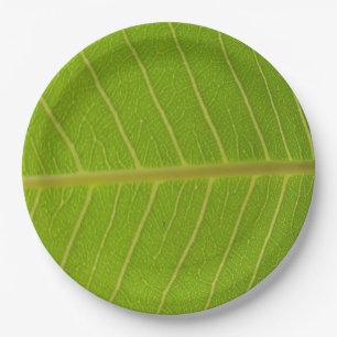 Natuurlijke groene blad en lichtgele lijn ontwerp papieren bordje