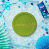 Natuurlijke groene blad en lichtgele lijn ontwerp papieren bordje (Feest)