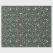 Natuurlijke groene bosdieren PatroonWaterverf Cadeaupapier (Vlak)