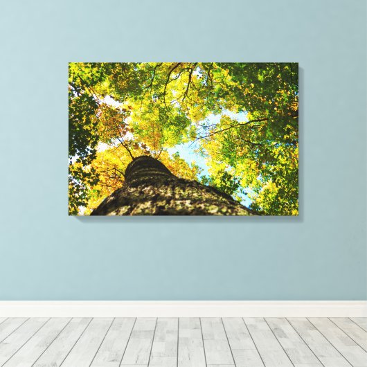Natuurlijke groene en gele bomen canvas afdruk (Insitu (Houten vloer))