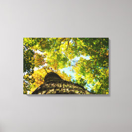 Natuurlijke groene en gele bomen canvas afdruk