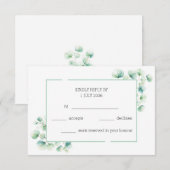 Natuurlijke groene hand geschilderd eucalyptus bru RSVP kaartje (Voorkant / Achterkant)